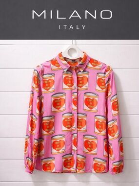 MILANO Italy Pink Graphic Button-Up Shirt – Size 36